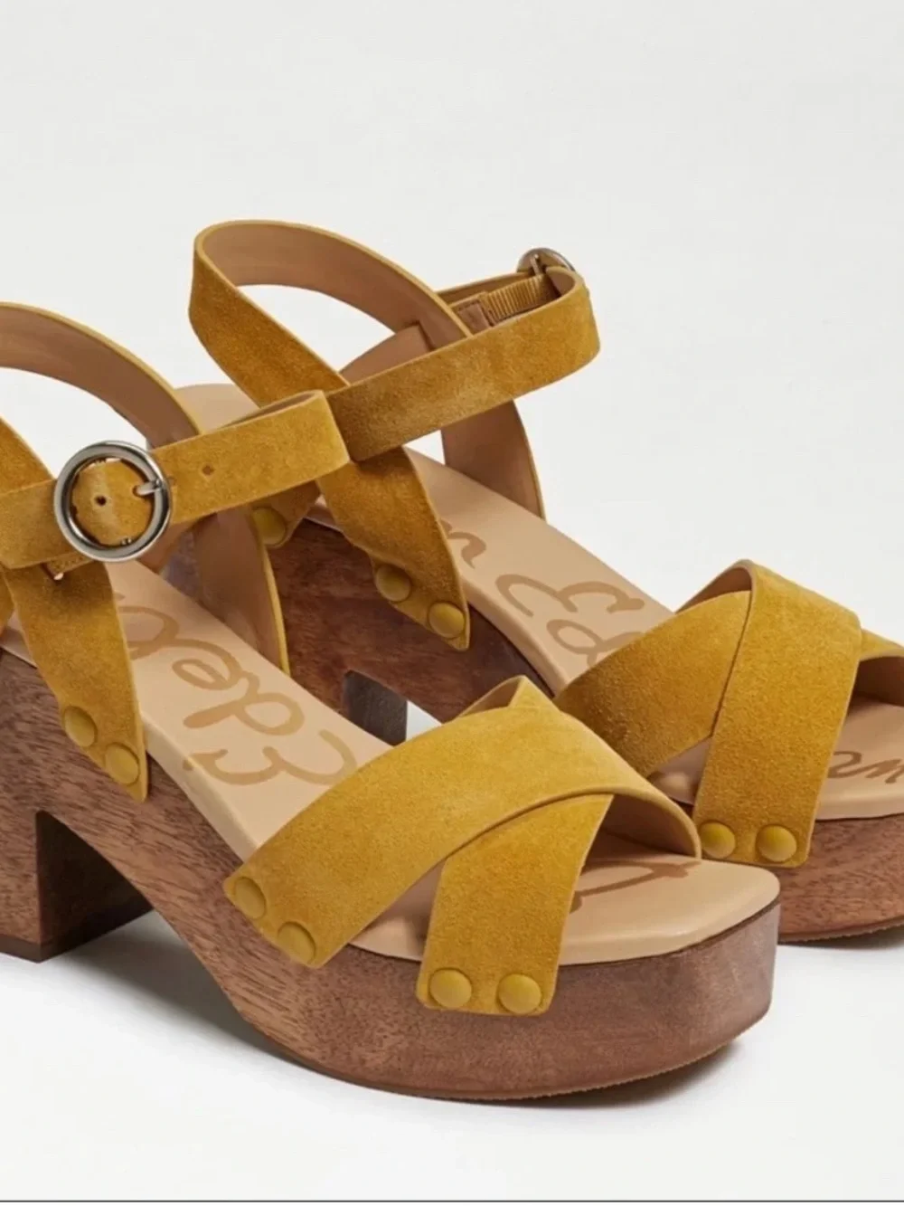 Sam Edelman Women’s Mustard Suede Platform Sandals